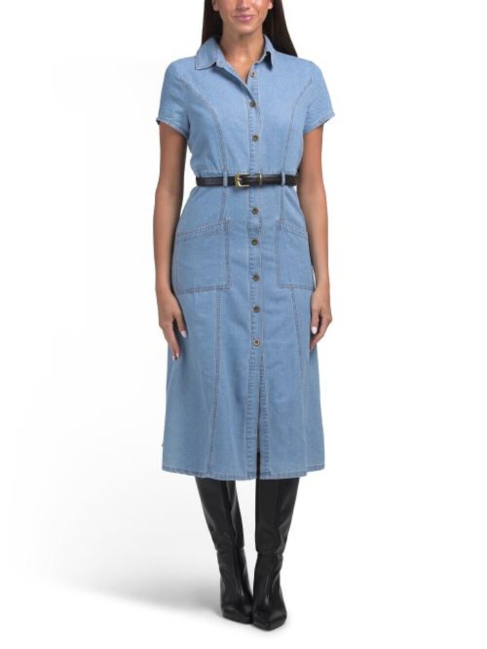WDNY Puff Sleeve Denim Dress